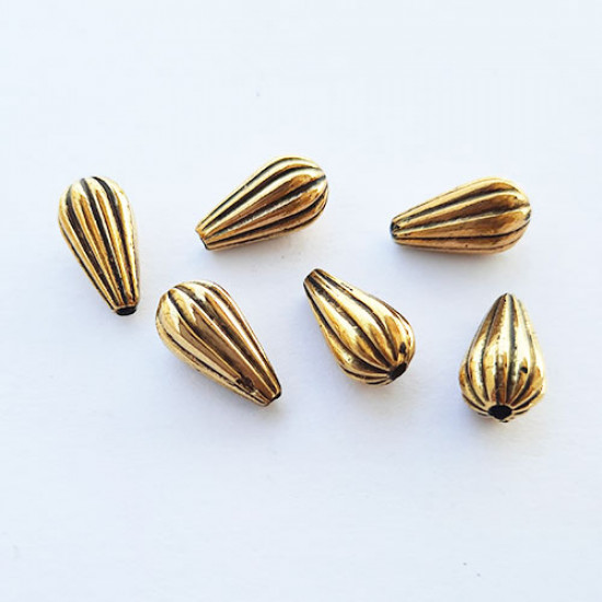 Acrylic Beads 13mm Drop Design #15 - Antique Golden - 30 Beads