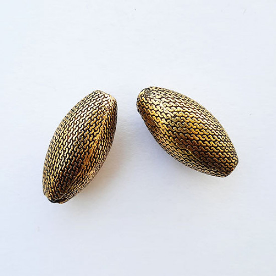 Acrylic Beads 27mm Oval Design #17 - Antique Golden - 4 Beads