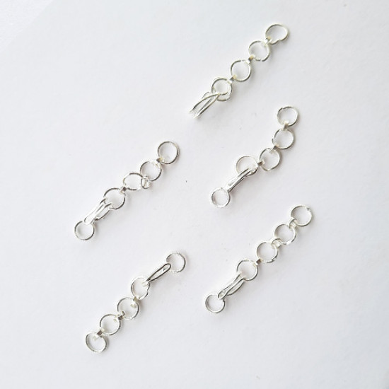 Extender Chain & Hook 38mm - White Silver Finish - 10 Sets