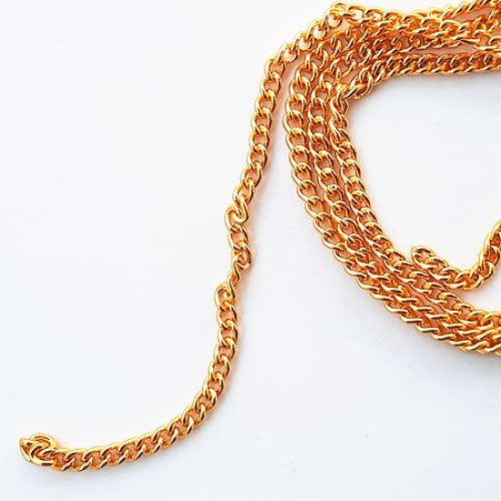 Chains - Round Flat 5mm - 18 Gauge Golden Finish - 30inches