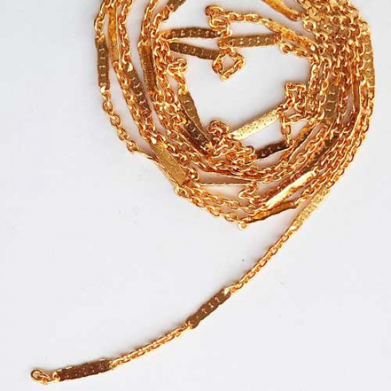 Chains Oval 2mm Designer #1 - Golden Finish - 36inches