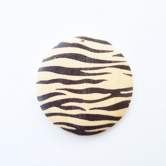Pendant Base 50mm - Wooden Round Printed #1 - Pack of 1