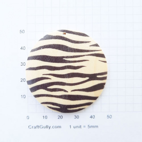Pendant Base 50mm - Wooden Round Printed #1 - Pack of 1