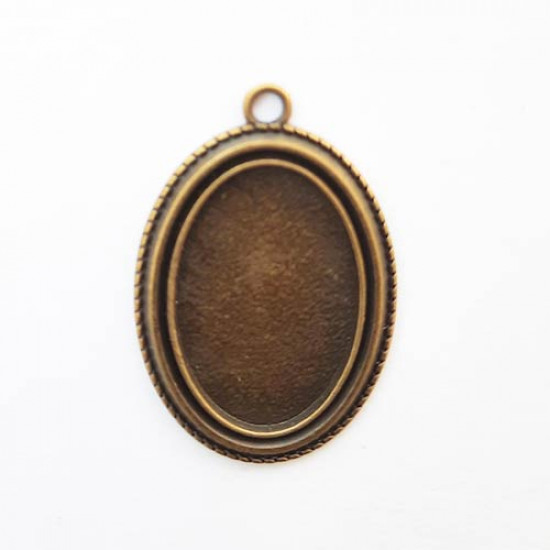 Pendant Blank #31 - 37mm Oval - Bronze Finish - Pack of 1