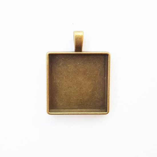 Pendant Blank #38 - 37mm Square - Bronze Finish - Pack of 1
