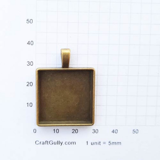Pendant Blank #38 - 37mm Square - Bronze Finish - Pack of 1