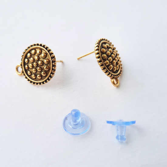 Earring Studs Design #14 - Antique Golden - 2 Pairs