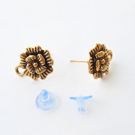 Earring Studs Design #15 - Antique Golden - 1 Pair