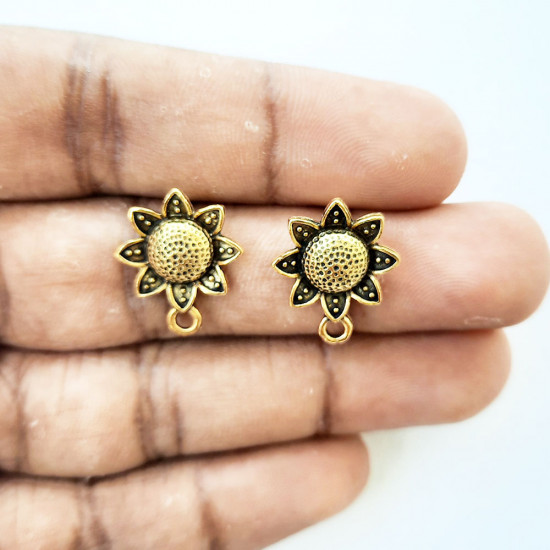 Earring Studs Design #16 - Antique Golden - 3 Pairs