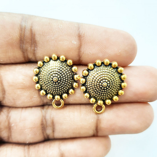 Earring Studs Design #17 - Antique Golden - 2 Pairs