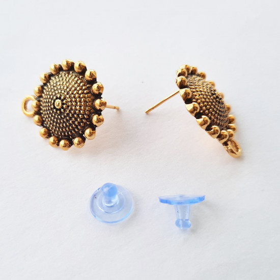 Earring Studs Design #17 - Antique Golden - 2 Pairs