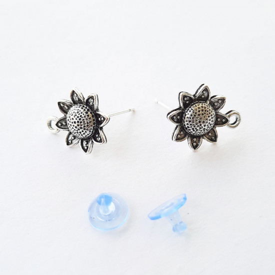 Earring Studs Design #18 - Antique Silver - 3 Pairs