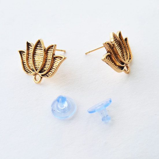 Earring Studs Design #19 - Antique Golden - 3 Pairs