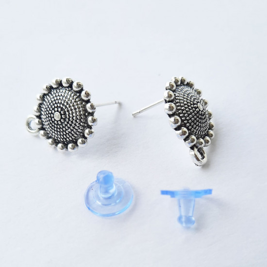 Earring Studs Design #20 - Antique Silver - 3 Pairs