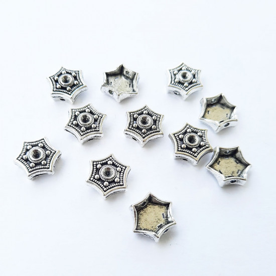 Metal Beads 12mm - Design #16 - Silver Finish - 12 Beads