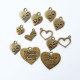 Metal Charms - Heart - Assorted #1 - Bronze - 12 Charms