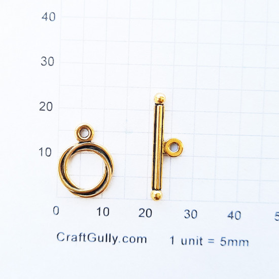 Toggle Clasps #5 - Golden Finish - 2 Sets