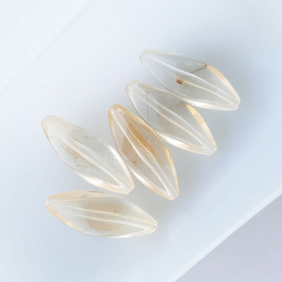 Acrylic Beads 23mm Marquise #5 - Clear With Pale Amber - 5 Beads