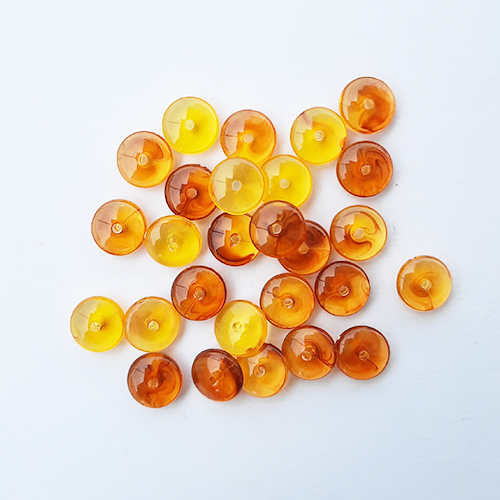 Acrylic Beads 10mm Disc - Trans. Amber Shaded - 30 Beads