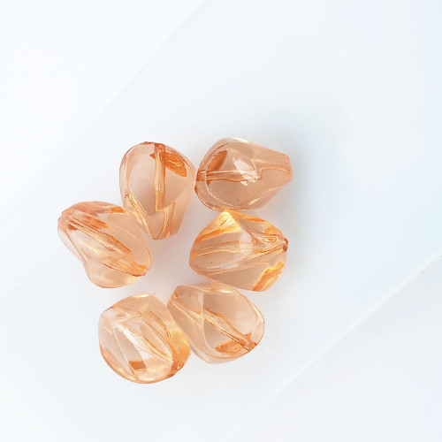 Acrylic Beads 17mm Irregular - Trans. Amber - 6 Beads