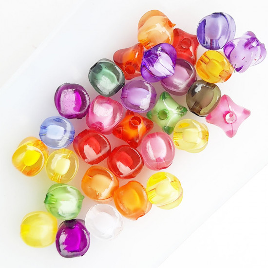 Acrylic Beads 8mm - 4 Corners Transparent Ass. - 30 Beads