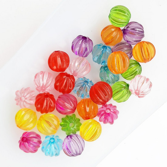 Acrylic Beads 8.5mm Pumpkin - Transparent Ass. - 30 Beads