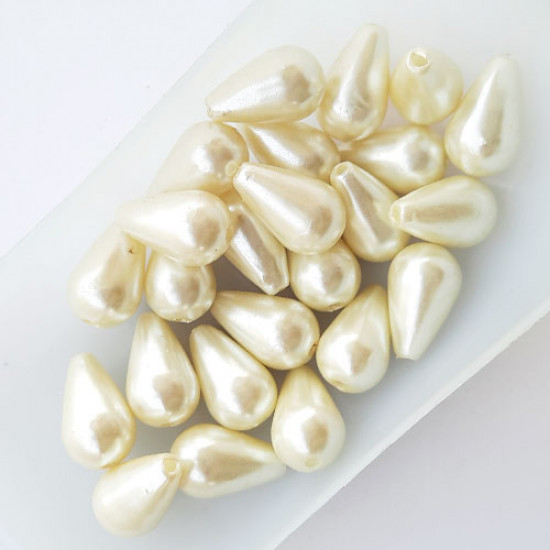 Acrylic Beads 15mm Drop - Faux Pearl Cream - 24 Beads