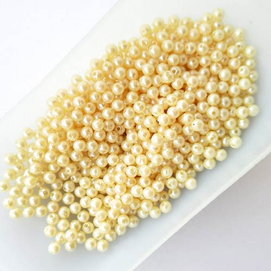 Acrylic Beads 3mm Round - Faux Pearl Ivory - 10gms