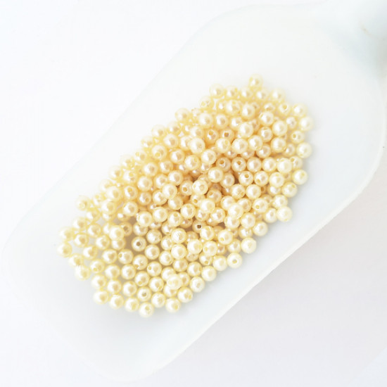 Acrylic Beads 4mm Round - Faux Pearl Cream - 10gms