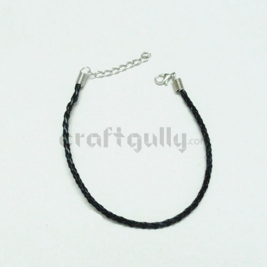 Bracelet Cord of Braided Faux Leather - Black