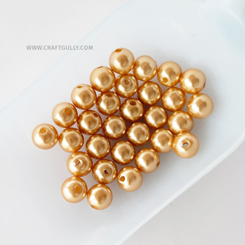Acrylic Beads 8mm - Faux Pearl Golden - 30 Beads