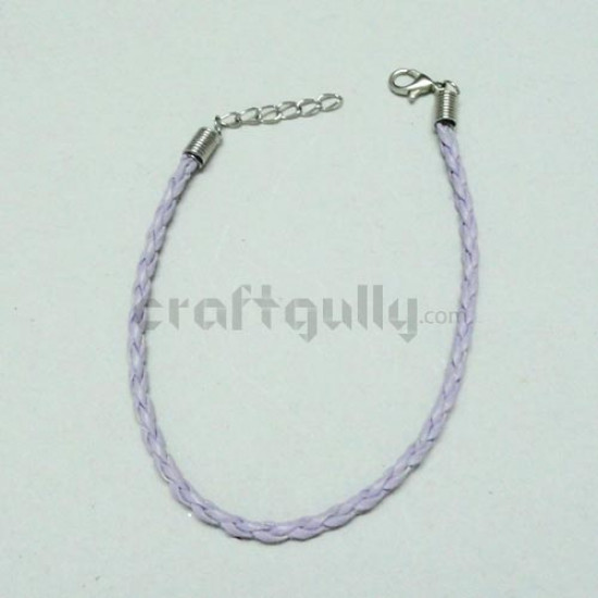 Bracelet Cord of Braided Faux Leather - Lilac