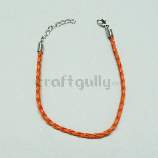 Bracelet Cord of Braided Faux Leather - Orange