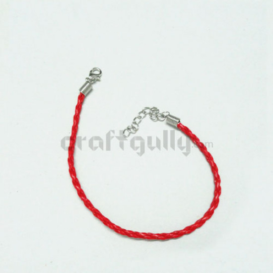 Bracelet Cord of Braided Faux Leather - Red