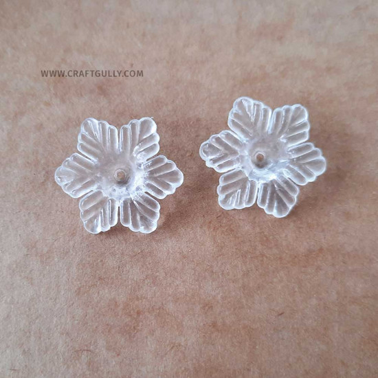 Acrylic Beads 27mm - Flower #9 Clear - 5 Beads