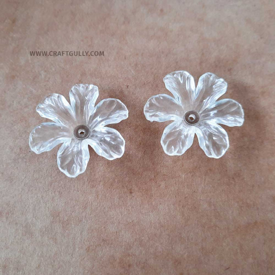 Acrylic Beads 32mm - Flower #10 Clear - 5 Beads