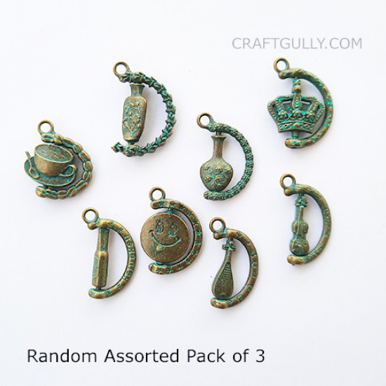 Metal Rotating Charms Vintage Bronze - Assorted #2 - 3 Charms