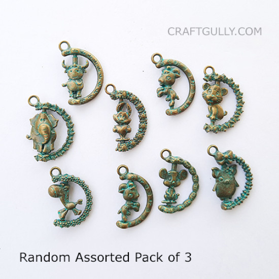 Metal Rotating Charms Vintage Bronze - Assorted #3 - 3 Charms