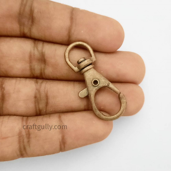 KeyChain Hook #1 - 35mm Lobster Clasp - Bronze - 2 Hooks