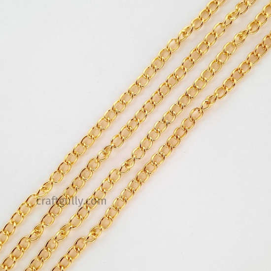 Chains - Oval Flat 5x4mm - Golden Finish - 36 Inches