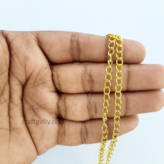 Chains Oval Flat 5x4mm - Golden Finish - 36 Inches