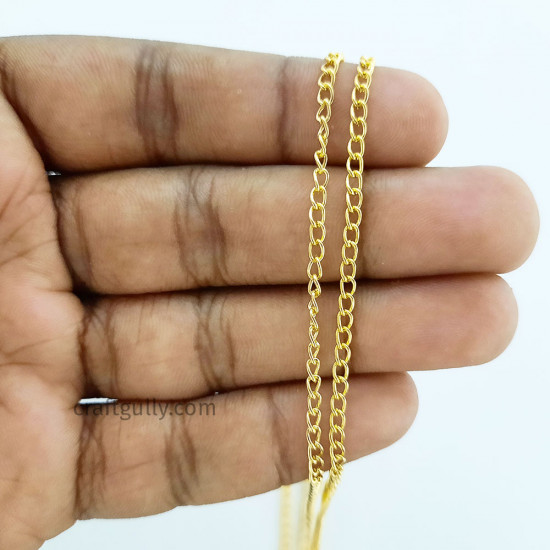 Chains Oval Flat 3.5mm - Golden Finish - 36 Inches