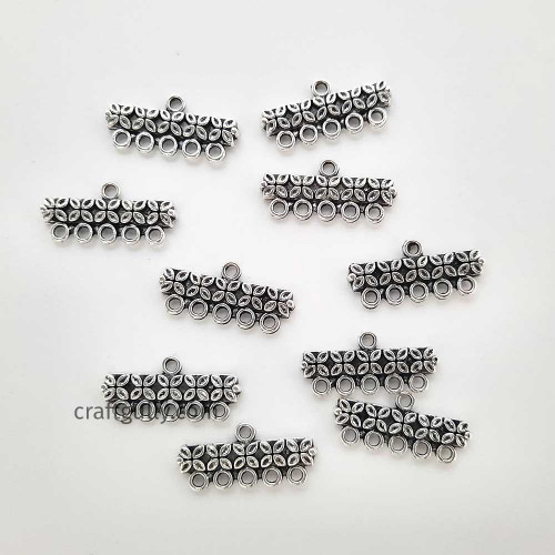 Connectors #110 - 24mm - 1/5 Rings Antique Silver - Pack of 10