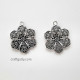 Metal Charms 29mm Flower #22 - Antique Silver - 4 Charms