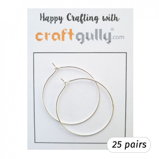 Earring Hoops 40mm - Silver Finish - 25 Pairs