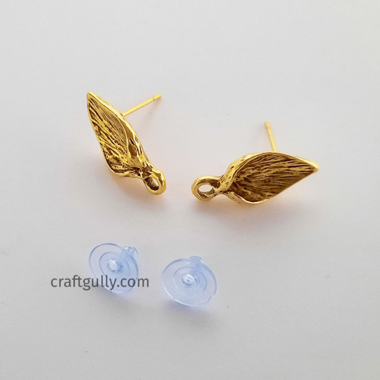 Earring Studs Design #23 - Antique Golden - 3 Pairs