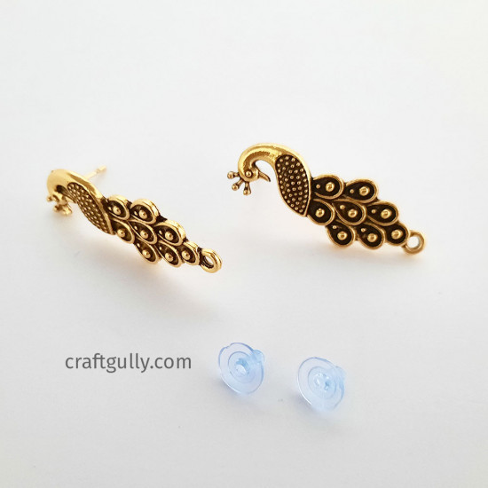 Earring Studs Design #24 - Antique Golden - 2 Pairs