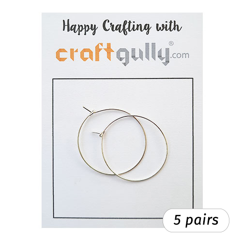 Earring Hoops 35mm - Silver Finish - 5 Pairs