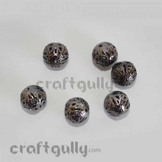 Metal Beads 12mm - Gun Metal Finish - Pack of 6