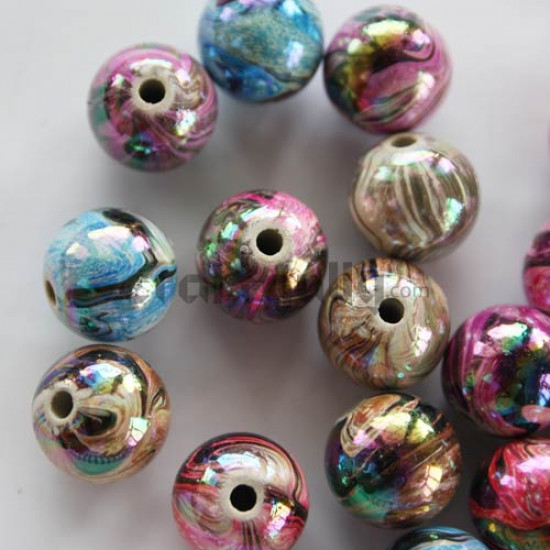 Acrylic Beads 12mm - Pattern #2 - Assorted (Pack of 10)
